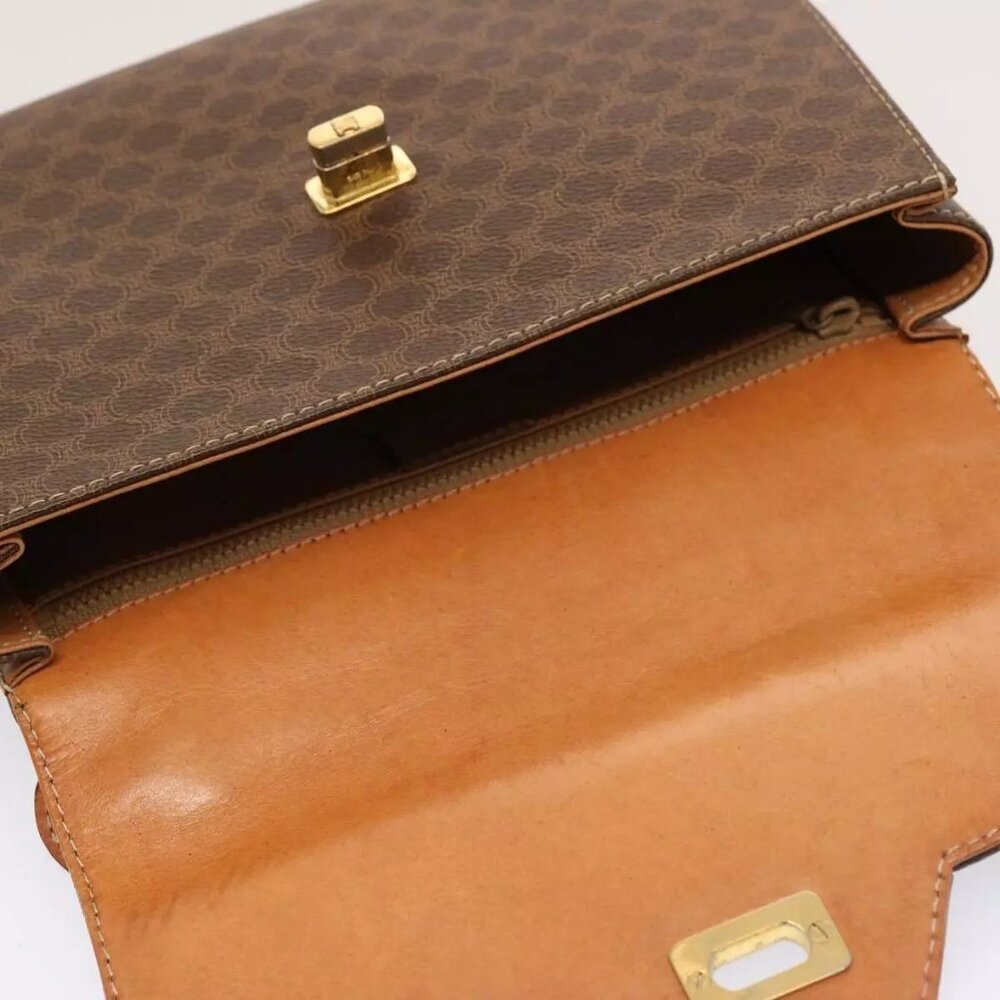 CELINE Macadam Canvas Hand Bag PVC 2way Brown Auth - Picture 8 of 16
